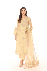 3 Piece Organza Embroidered Suit (AP0027)